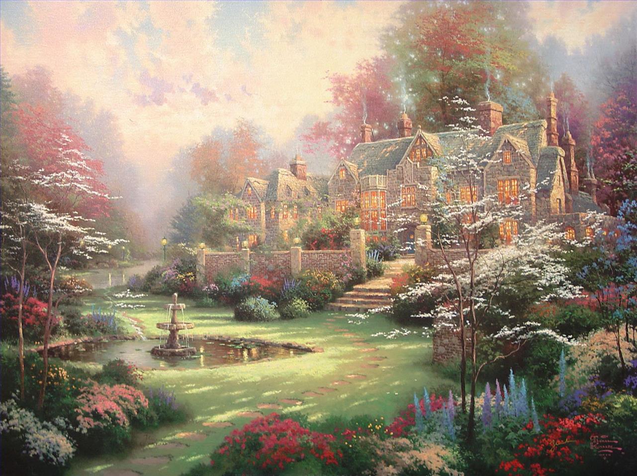 Gardens Beyond Spring Gate Thomas Kinkade Oil Paintings
